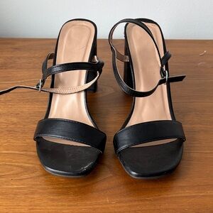 Papaya Black Strappy Block Heel Sandals